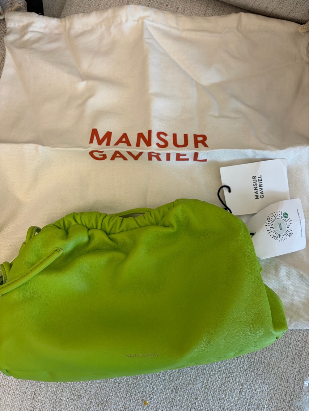 Mansur Gavriel Mini Lime Green Cloud Clutch